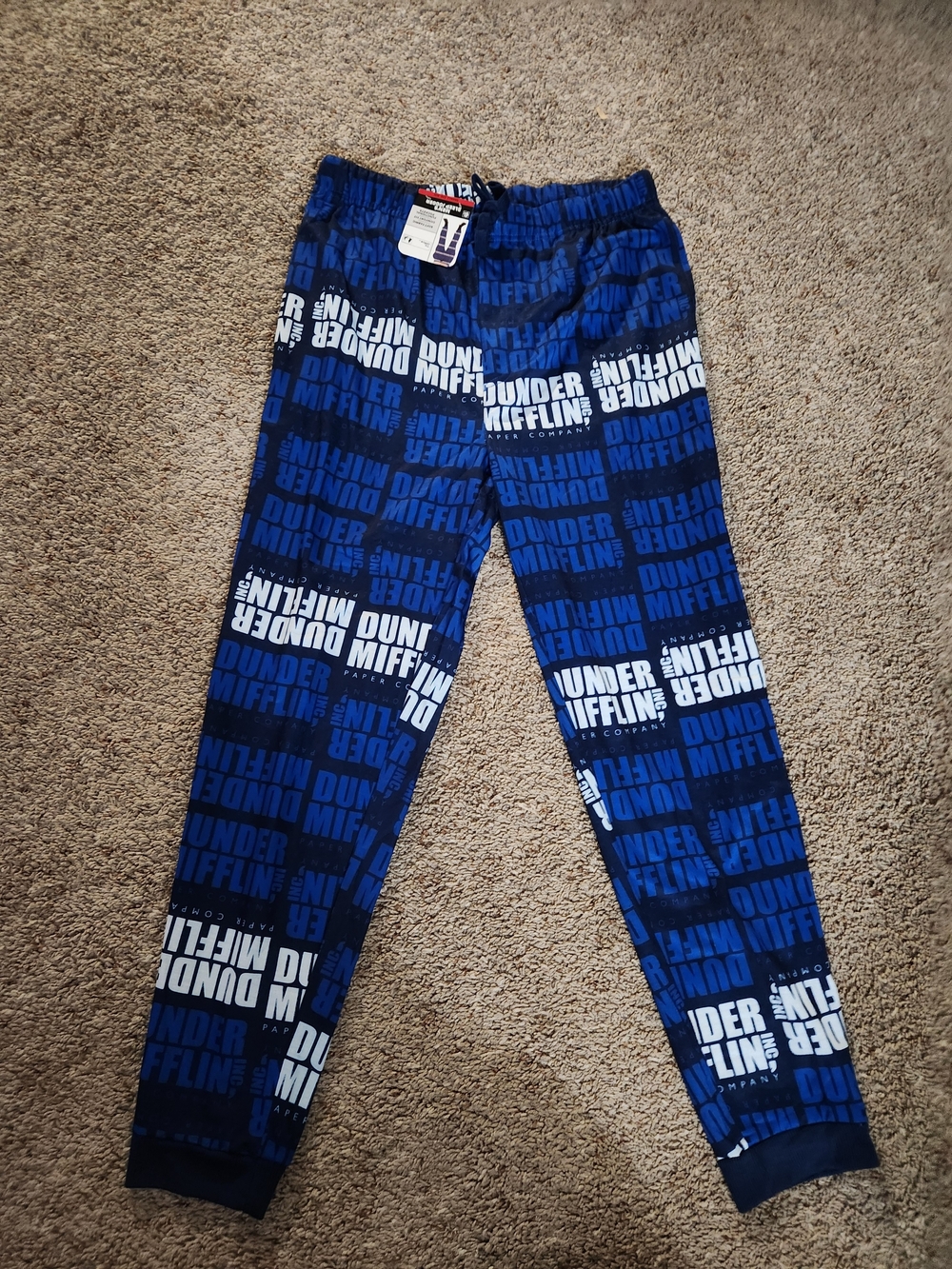 Source Unknown Blue & Black 'Dunder Mifflin' Pajama Pants Jogger For Man Size S